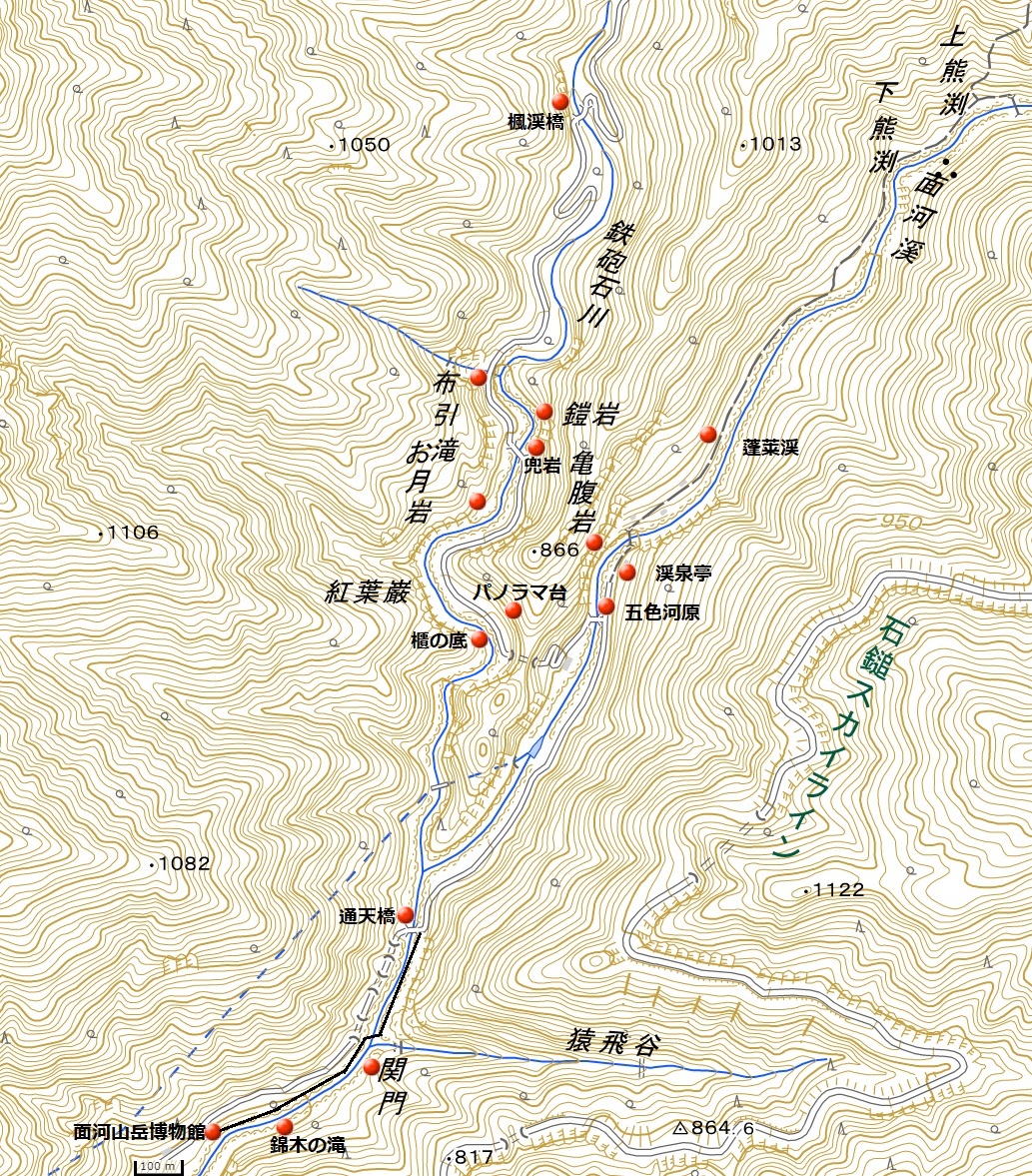 面河渓地図